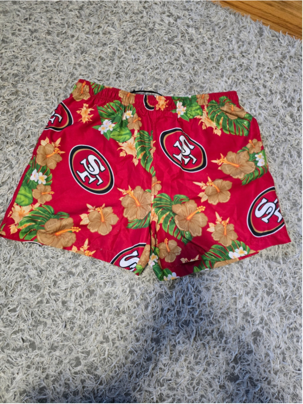 Men's NFL San Francisco 49ers Swim Trunks Size L Red Floral